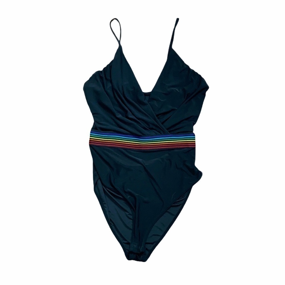 Forever21 Black Bodysuit with Rainbow Waistline - Picture 9 of 9